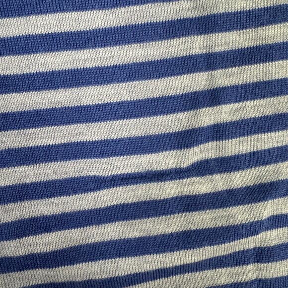 Madewell Merino Wool-Silk Blend Crew Neck Sweater WMNS M Blue Gray Striped NT621 - Picture 4 of 7